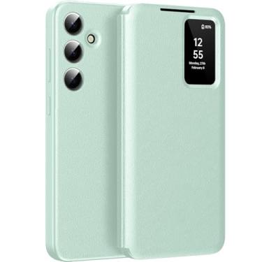 Imagem de Capa para Samsung S25 FE com visualização inteligente de tela pequena, capa de telefone carteira S-View, para Samsung Galaxy S25 FE 5G, capa de janela inteligente, capa protetora de couro flip smart