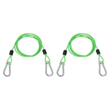 Imagem de PATIKIL Cabo de aço de segurança de 1,5 m (150,1 cm) com gancho de pressão, 2 peças de corda de fio flexível de laço duplo revestido de PVC, corrente de segurança para bagagem de viagem ao ar livre