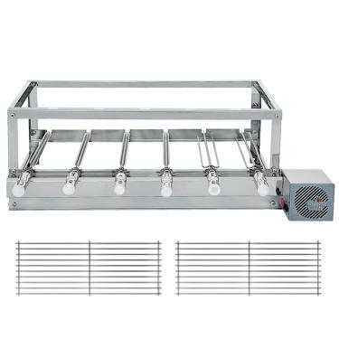 Imagem de Churrasqueira Gira Grill - 100% Inox - 6 Espetos Giratórios + 2 Grelhas Móveis Auxiliares, motor Direito