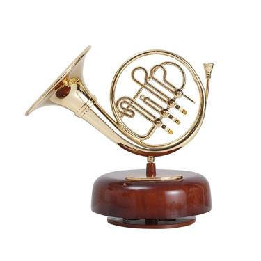 Imagem de Caixa de música giratória de trompa francesa com estatueta de instrumento ABS