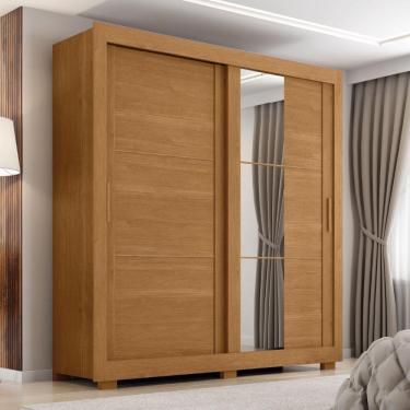 Imagem de Guarda Roupas Casal Com Espelho 2 Portas De Correr 4 Gavetas Titanium Zanzini Cinamomo