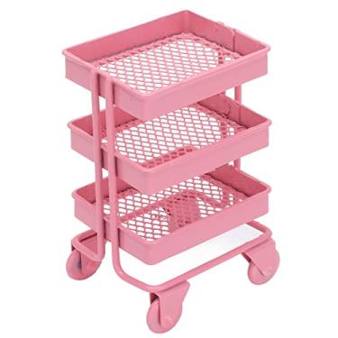 Imagem de Zerodis Carrinho de Mão Em Miniatura para Bebês, Produtos para Maternidade, Brinquedos Infantis, Bonecos e Brinquedos de Pelúcia, Escala de 3 Níveis, Casa de Bonecas, Rack de Armazenamento para (Rosa)