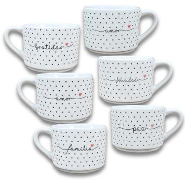 Imagem de Jogo de Xícaras de Café e Chá 200ml Semi-Empilháveis em Porcelana Bran