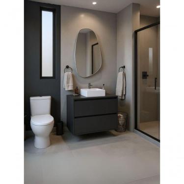 Imagem de Gabinete Para Banheiro Com Cuba E Espelheira Organica 80cm Mdf Grafite Dubai - On Móveis