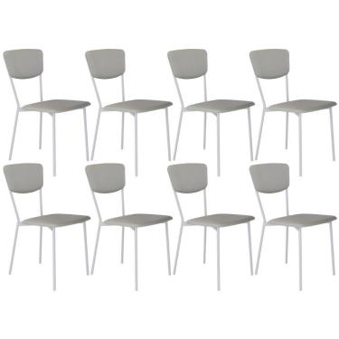 Imagem de Kit 08 Cadeira Para Sala De Jantar Village Branco C01 Courino Off White - Lyam Decor