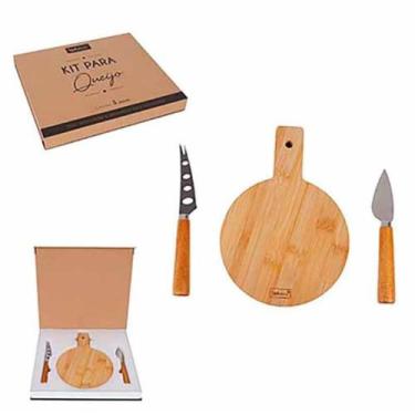 Imagem de Jogo 3 peças para queijo madeira chefe - WELLMIX