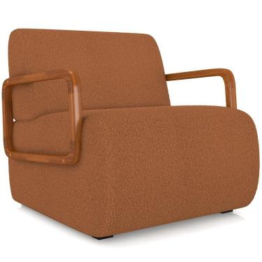 Imagem de Poltrona Decorativa Orgânica Bruxelas K01 Bouclê Terracota - Lyam Decor