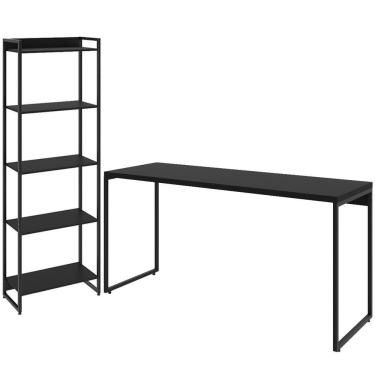Imagem de Kit Escritório Estante 5 Prateleiras Com Mesa 150Cm Onix