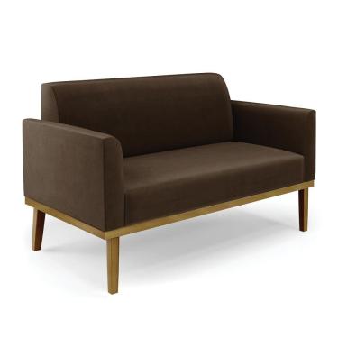 Imagem de Sofá Namoradeira Base De Madeira Fixa Castanho Marisa Suede D03 - D?rossi Cor Marrom