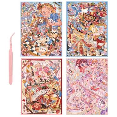 Imagem de ZSYTZL 4 Oversized 3D DIY Stickers, Cute Waterproof Quiet Book with Tweezers Fairy Tales Decorating Mobile Phones Handbooks Water Bottle Stickers for Teens Adult-Wonderland