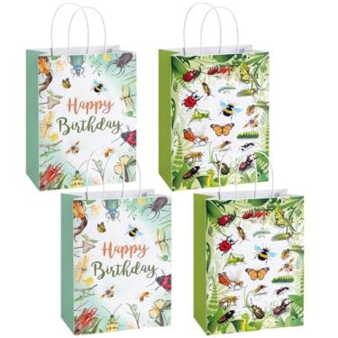 Imagem de 16pcs Bugs Party Favor Bags, Green Insect Bug Ladybug Butterfly Bee Birthday Party Favor Bags with Handles for Cute Bugs Theme Decorations