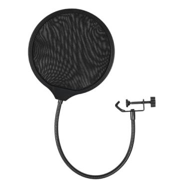 Imagem de Filtro pop profissional de camada dupla para microfone com clipe de pescoço de ganso de 360°, braço estabilizador flexível para gravação de estúdio