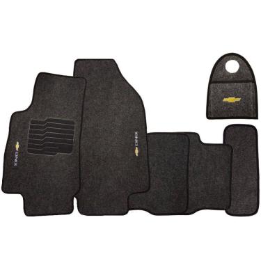 Imagem de Jogo Tapete Automotivo Carpete + Lixeira Onix 2018 à 2019 Soft Logo Bordado Grafite 6 Peças