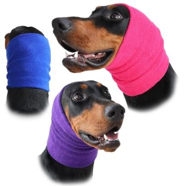 Imagem de Harbyel Pacote com 3 (P, M, G) Moletom com capuz calmante para cães e gatos - Protetor de ouvido original para alívio da ansiedade, capa de cabeça com cancelamento de ruído para higiene, banho