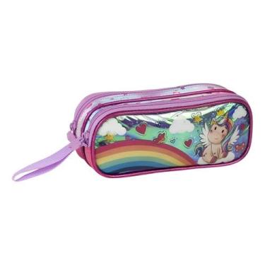 Imagem de Estojo Escolar Unicórnio Com Divisórias, Infantil Para Menina, Material Escolar Novo
