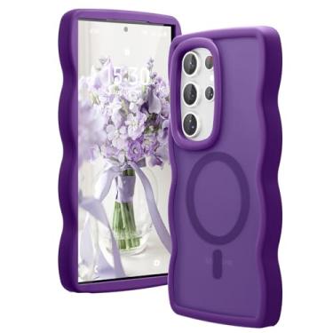 Imagem de Amzfield Capa protetora para Samsung Galaxy S24 Ultra compatível com Magsafe Ondulado Bonito Design Magnético Translúcido Fosco Rígido Silicone Bumper Capa Protetora para S24 Ultra Mulheres e Meninas