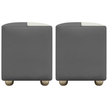 Imagem de Kit 2 Puffs Decorativos Quadrado Urban - Cinza-Bege Corino