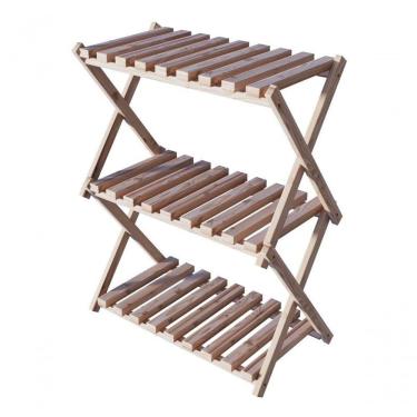 Imagem de Mesa De Cabeceira Multiuso De Madeira Três Prateleira