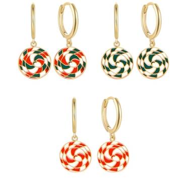 Imagem de WCRAZYE Brincos de doces de Natal para mulheres, vermelho, verde, pirulito de Natal, muletas, pingentes, pingentes, festivais de Natal, joias, presentes, Small, Liga de aço, Sem pedra preciosa