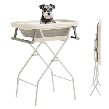 Imagem de BESTMAN MARINE Banheira portátil para cães, estação de lavagem de cães, banheira elevada dobrável para banho, higiene, banho, bacia de banho de animais de estimação para cães pequenos a médios