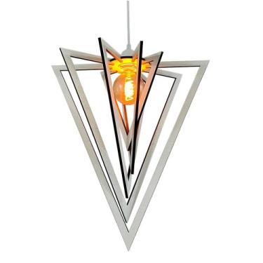 Imagem de Lustre Luminária Pendente Sala Quarto Balcão Pirâmide Branco - Caroá