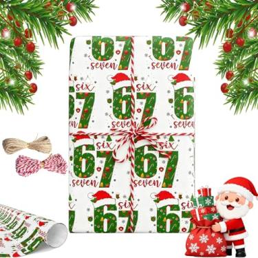 Imagem de MYSQIHO Papel de embrulho de Natal 67, 6 7 papel de embrulho, 67 meme papel de embrulho de Natal engraçado, embrulho de presente com Papai Noel 67, papéis de embrulho engraçados de seis sete feriados