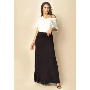 Imagem de Saia Longa Malha SAZ Preta - Único - Veste 38 ao 48-Feminino
