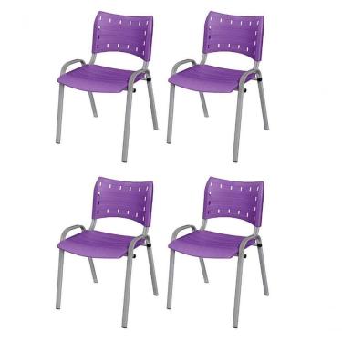 Imagem de Cadeira Iso Base Cinza , Escritório Violeta Kit 4 Un