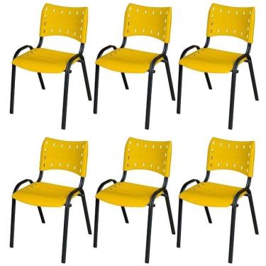 Imagem de Cadeira Iso Base Preto , Escritório Amarelo Kit 6 Un