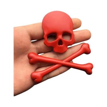 Imagem de Emblema Adesivo De Caveira Em Metal 3D Universal Para Carros, Motocicl