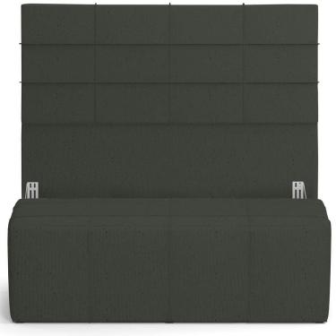 Imagem de Kit Cabeceira Cama Box King 195cm Com Calçadeira Roma W01 Linho Verde Musgo - Lyam