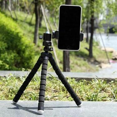 Imagem de Tripé para celular, base estável para chamadas de vídeo de selfies e gravação de mesa, compatibilidade com várias superfícies para home office e criação de conteúdo, preto