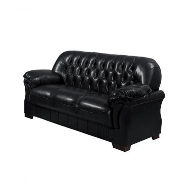 Imagem de Sofá Rei 3 Lugares Couríssimo Preto Fixo Capitonê Retro Império Preto 851