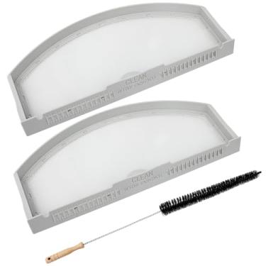 Imagem de Pacote com 2 WE03X23881 filtro de filtro de filtro de fiapos de aço inoxidável compatível com GE Hotpoint Dryer GTD65EBSJ3WS GTD33EASK0WW GTD42EASJ2WW, com kit de escova de limpeza, substitui