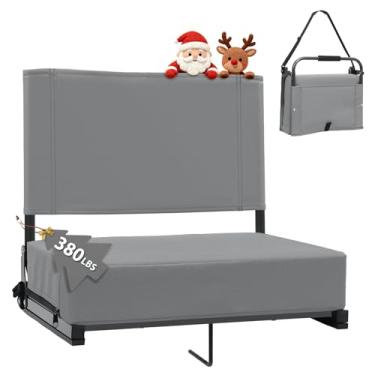 Imagem de Assentos de estádio com suporte para as costas – Assento acolchoado portátil com alça de ombro – Cadeira larga com encosto e almofada para esportes e eventos ao ar livre