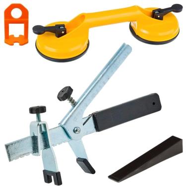 Imagem de Ventosa Dupla + Nivelador + Cunha Plástica + Alicate De Aço