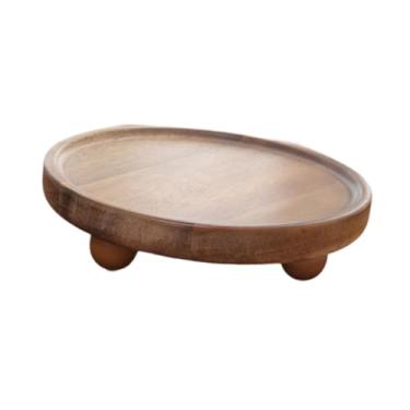 Imagem de Fiocias Suporte de Pedestal de Madeira, Elegante Bandeja Decorativa de Madeira, Suporte para Vela de Mesa, L
