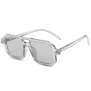 Imagem de Óculos de sol Twin Bridge de armação grande, feminino e masculino, luxuoso, para pesca ao ar livre, direção, UV400 (cinza)