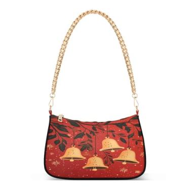 Imagem de CEBUGI Bolsas transversais femininas bolsa de ombro sinos de Natal bolsa clutch elegante com alça de corrente