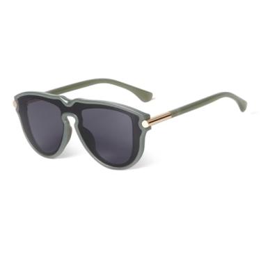 Imagem de HCHES Óculos de Sol Fashion Feminino Masculino Oversized UV400 com Lentes Degradê para Uso Externo (5)