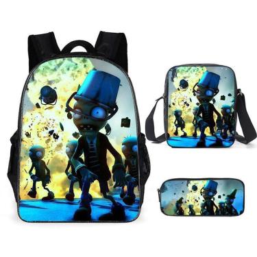 Imagem de Conjunto de mochilas Plants Zombies Cartoon Kids School 3 unidades