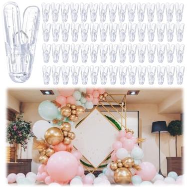 Imagem de Pacote com 60 grampos de mola de plástico transparente, clipes de balão para arco de balão, grampos de fundo resistentes de 6 cm para decoração de aniversário, artesanato, marcenaria, estúdios de