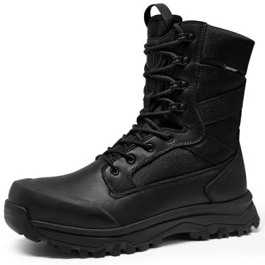 Imagem de Coostar Bota tática masculina, leve, militar, combate, trabalho, com zíper lateral, motocicleta, caminhada, 20 cm, Preto, 44