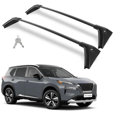 Imagem de Richeer Barras transversais de alumínio de rack de teto para Rogue 2021-2024 (SL、SV) com trilhos laterais, bagagens de teto, canoa, caiaque, bolsa de teto de bicicleta