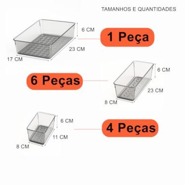 Imagem de Kit 11 Organizador Multiuso Modular Gavetas Acrílico Cristal Retangular Rebirth