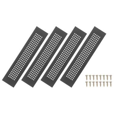 Imagem de PATIKIL Tampa de ventilação de porta de 25 x 5 cm, 4 peças de cobertura de ventilação de grade de alumínio furo de diamante com parafusos de montagem para porta de teto de armário de guarda-roupa