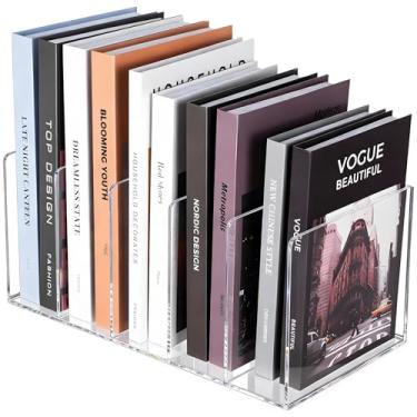 Imagem de SEANADO Suporte de arquivo de revista de acrílico transparente com 5 compartimentos verticais organizador de mesa para escritório em casa, organizador de mesa, suporte de pasta de papel, prateleira,
