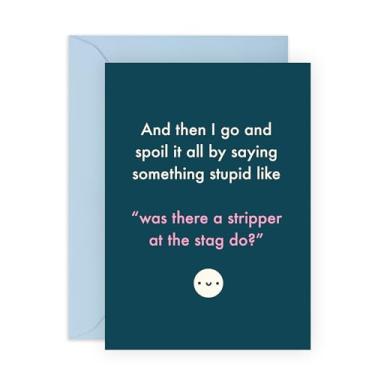 Imagem de CENTRAL 23 Cartão de relacionamento engraçado – Dizendo algo estupido * d Stripper on the Stag Question – Brincadeira de casal bem-humorada – Ideal para parceira, namorada, namorado, marido, esposa