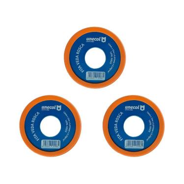 Imagem de Kit 3 Fitas Veda Rosca 12mm 50 Metros Vedação Hidráulica Canos Torneiras Teflon