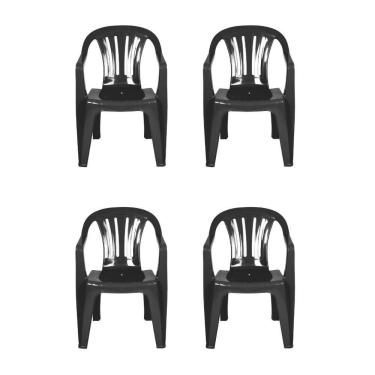 Imagem de Kit 4 Cadeiras Poltrona Plástica Empilhavel Reforçada 182kg Mor